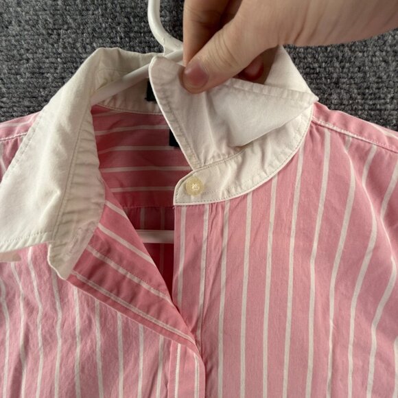 Lauren Ralph Lauren Contrast Collar Pink White Button Up Shirt Women Medium - Picture 3 of 14
